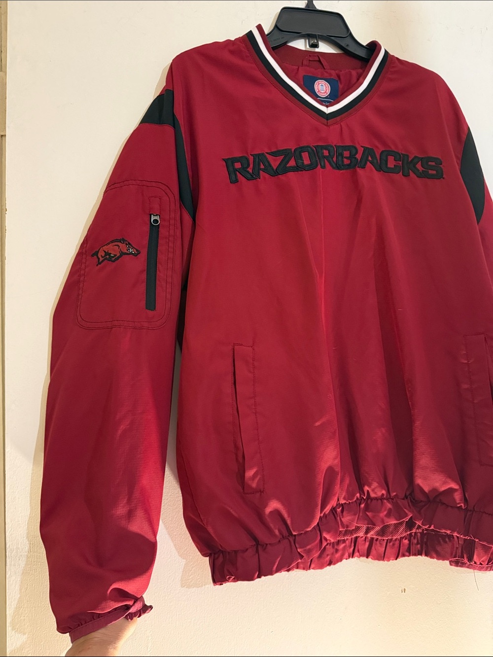 Razorbacks Red Varsity Pullover Bomber Jacket